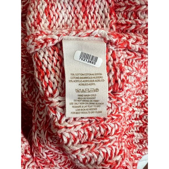 Free People Sweater Women’s Sz S Cable Knit Scoop Neck Orange Ivory Heathered - Picture 4 of 7